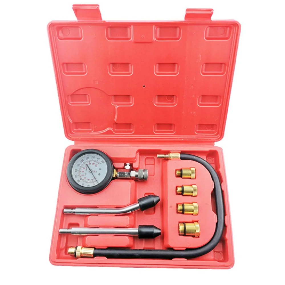 

Gasoline Engine Compression Tester Auto Petrol Gas Engine Cylinder with M10 M12 M14 M18 Adapter Automobile Pressure Gauge Tester