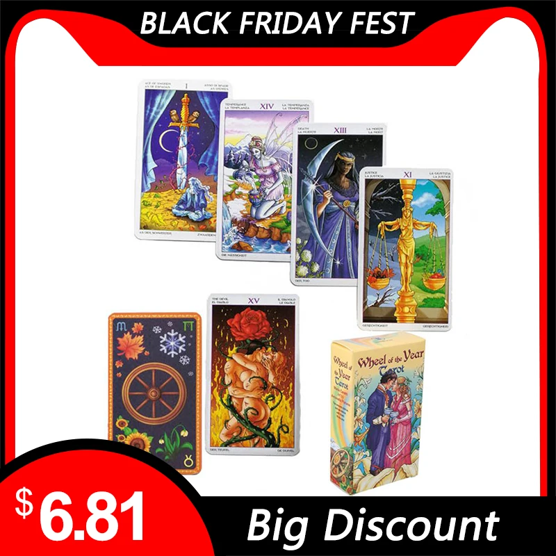 

78Sheets Wheel Of The Year Tarot Cards Mysterious Divination Family Party Playing Cards English Tarot Game Card Deck Board Games