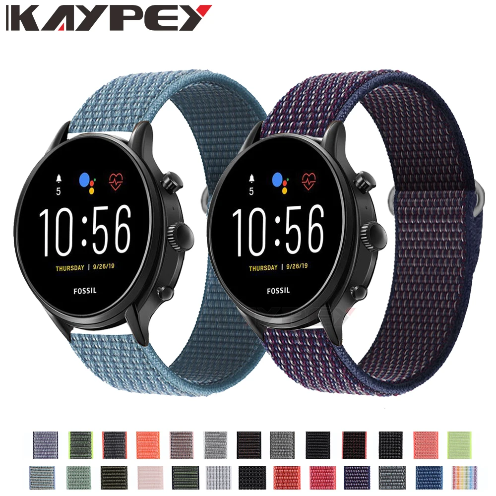 Ремешок на липучке с нейлоновой петлей 22 мм для Fossil Gen 5 Carlyle HR Julianna Band Sport 43 мм/Q