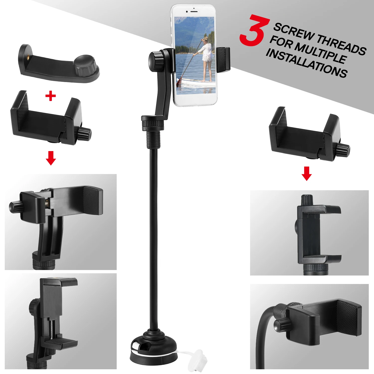

Kayak Phone Mount Universal Boat Bracket Canoe Camera Mount Holder with Flexible Long Arm Kayak Accessories