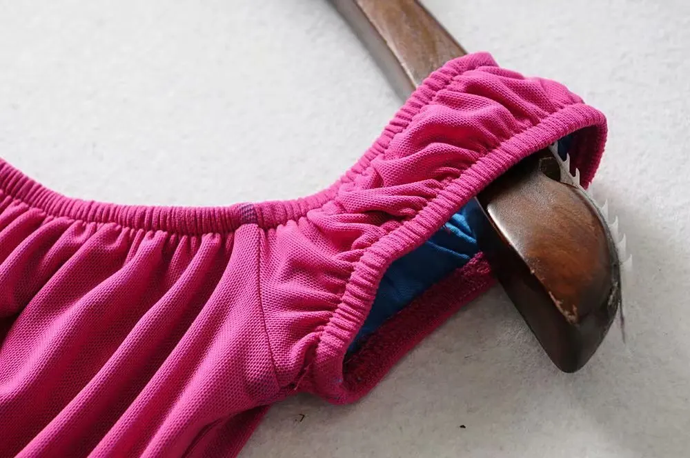 Женское платье с открытыми плечами Bazaleas фиолетовое облегающее мини в винтажном