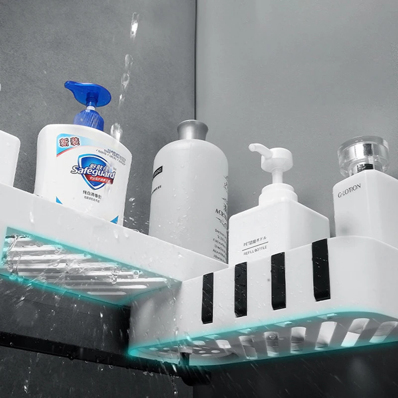 

Corner Shower Shelf Bathroom Shampoo Shower Shelf Holder Kitchen Nail-Free Bathroom Storage Rack Organizer Wall Mounted Rack New