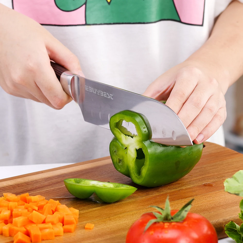 Нержавеющая сталь Кухня ножи 7 дюймов шеф повара Ножи японский сантоку суши мясо