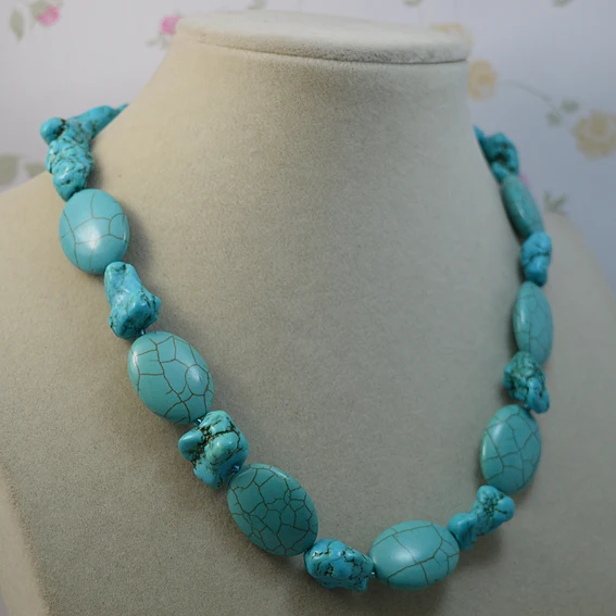 

New Unique Design AA Turquoise Necklace Blue Color Baroque Tuquoise Jewelry Handmade Fine Jewelry For Women Gemstone Gift