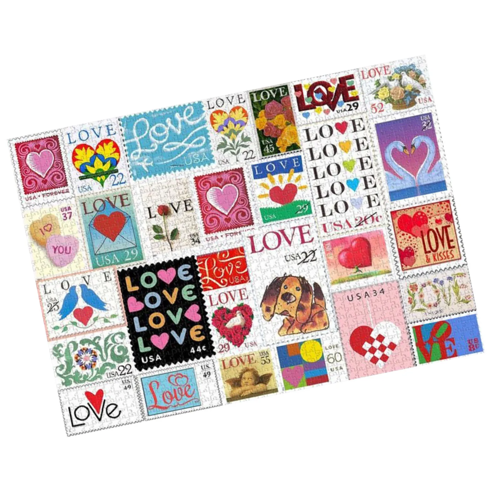 

Wooden Puzzle Love Stamps Puzzles Jigsaw Board Learning Educational Toy For Valentine's Day Perfect Gift
