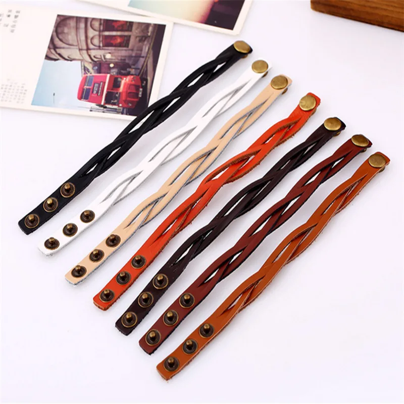 Браслеты из натуральной кожи для мужчин и женщин простые кожаные браслеты