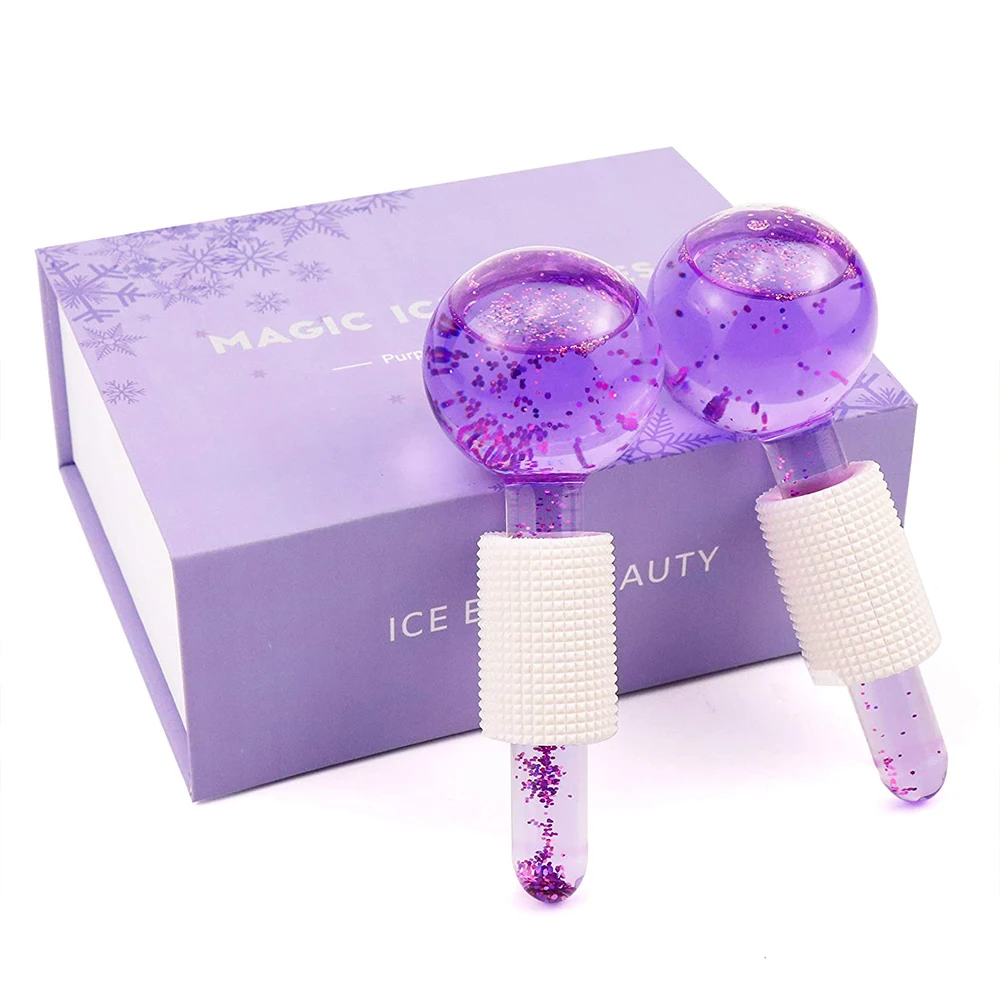 

2pcs/box Large Beauty Ice Hockey Energy Beauty Crystal Ball Facial Cooling Ice Globes Water Wave Face and Eye massage Skin Care