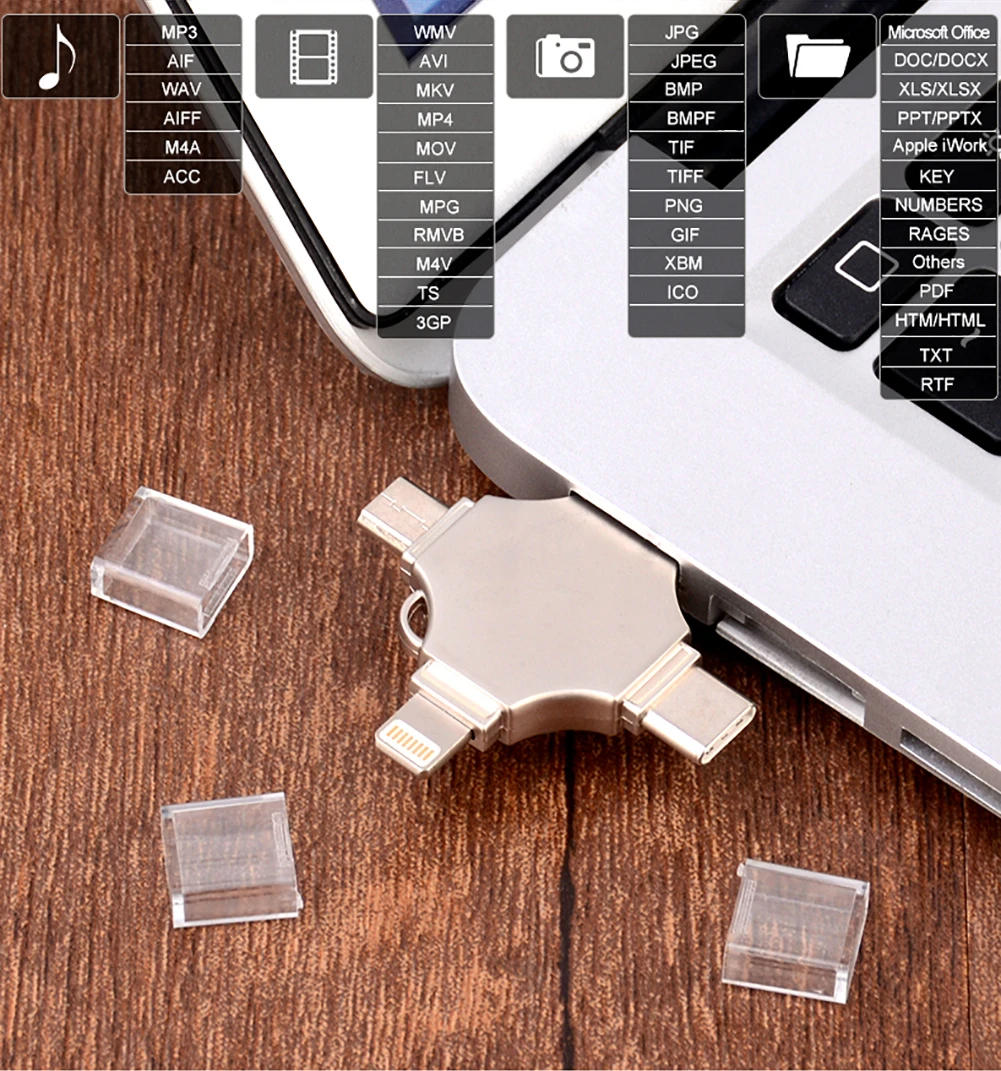 Bru 4 в 1 флешка Otg флэшка Usb флеш-накопитель 3,0 type-c для Iphone ipad Android Smart Phone Tablet PC 16g 32g 64g 128g 256gb флешки