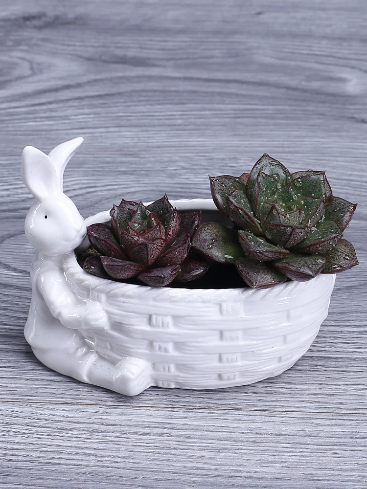 Милый кролик стиль мультфильм вазон для суккулентов керамический цветочный