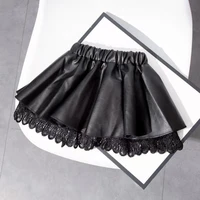 2021 new spring autumn winter girls kids leather pu skirt princess cute baby children clothing miniskirt