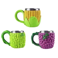 fun vegetable mug creative 3d stereo shaped water cup beer mug bitter gourd grape corn mug personality drinkware resin art