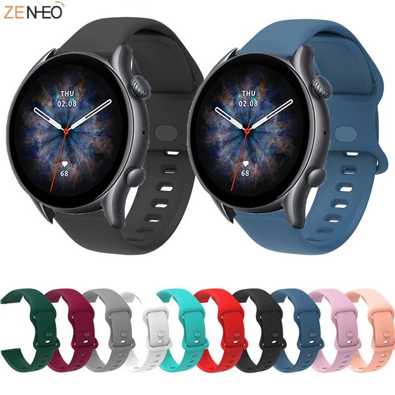 

22mm 20mm Silicone Band For Xiaomi Huami Amazfit GTR 3 / 3 Pro Watch Strap For Amazfit GTS 3 GTR 2 2e Bip U Pro Stratos Bracelet
