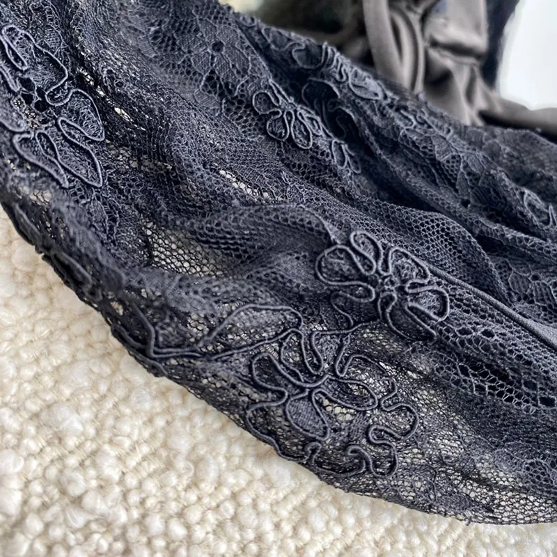

2021 New Summer Women Fashion Lace Patchwork V-neck Long Sleeve Mini Dresses High Quality Viscose