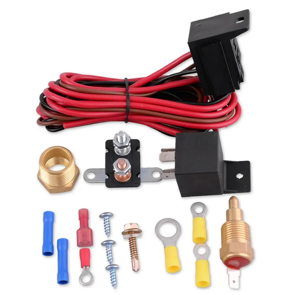 

170-185 Degree 50 AMP Relay Engine Cooling Fan Thermostat Temperature Switch Sensor Relay Kit Car Switches & Relays
