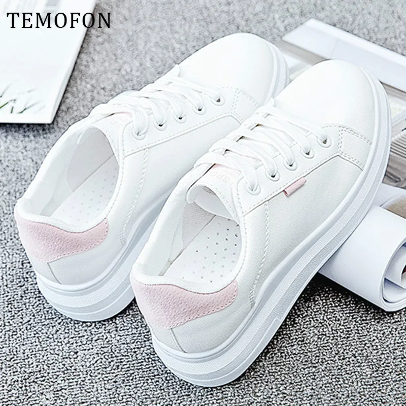Женские кроссовки TEMOFON Белые Повседневные туфли на плоской подошве