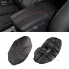 Для Nissan X-Trail Rogue 2014-2020, кожаный центральный подлокотник из микрофибры, чехол с эластичной лентой, отделка черно-красной линией