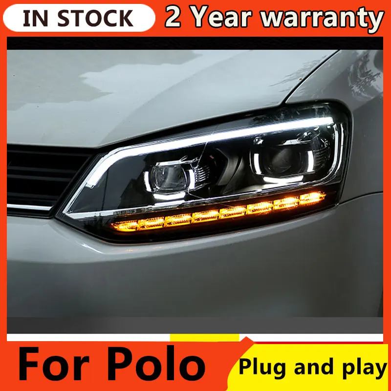 

Car Styling for 11-18 VW Polo Headlights New Polo LED Headlight DRL Bi Xenon Lens High Low Beam Parking Fog Lamp Accessories