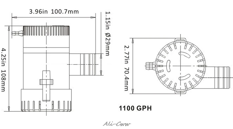 

1100GPH 12V Bilge Pump 3AMP 12N Marine Water Pump Submersible Yacht Boat
