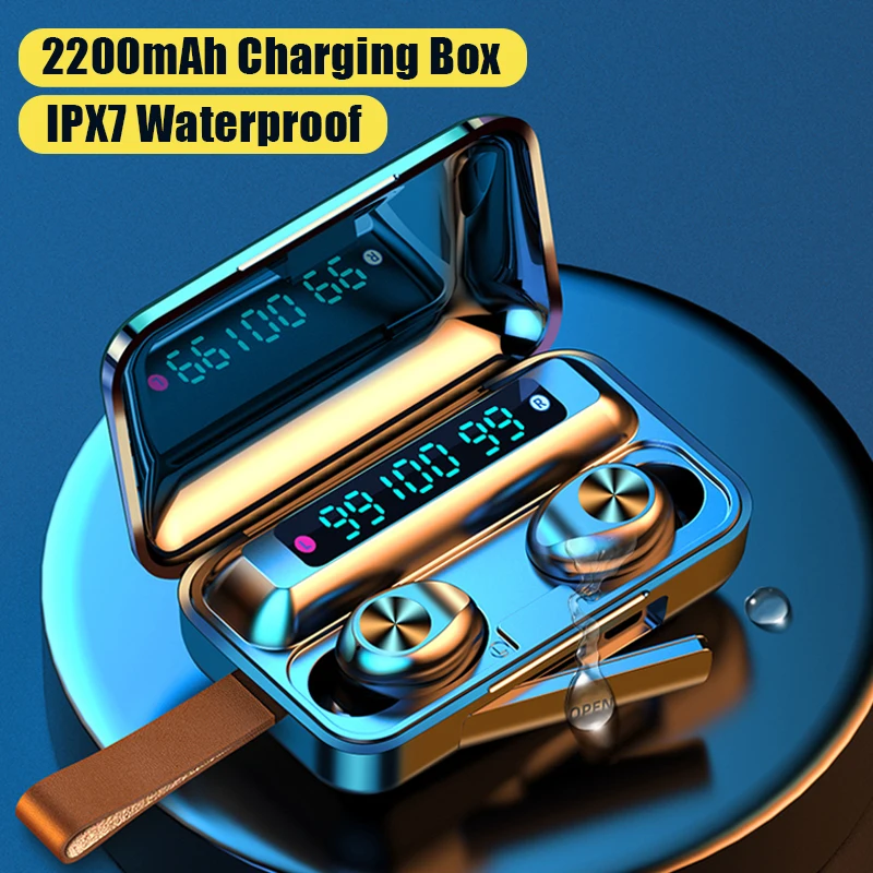 

TWS Bluetooth Earphones Waterproof Digital Display Touch Headsets with Charging Box HiFi Noise Cancelling Wireless Headphones