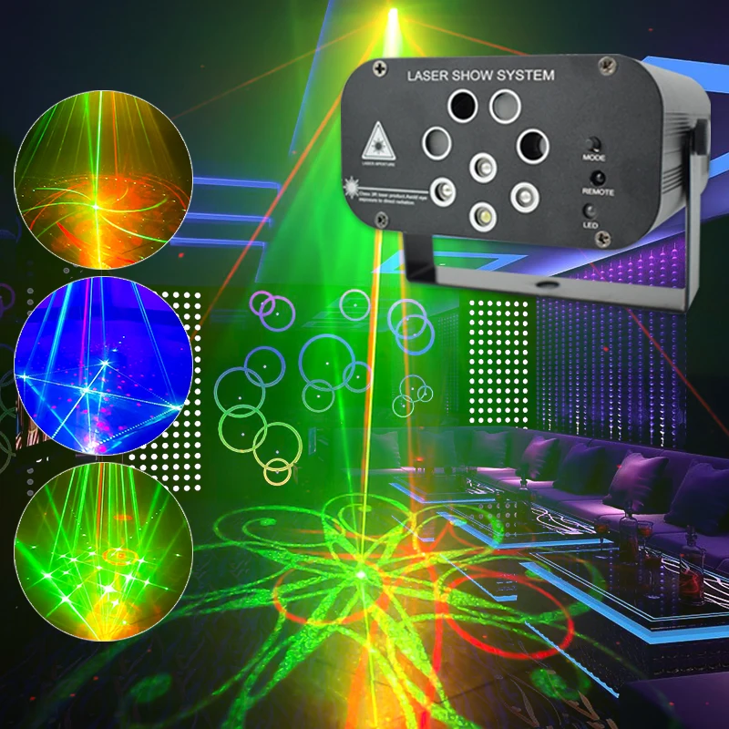 Светодиодный лазерный проектор YSH для дискотеки с 8 отверстиями 128 узоров - купить