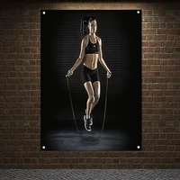rope skipping gym decor inspirational poster tapestry workout wall hanging muscular body banners flags boxing fitness stickers
