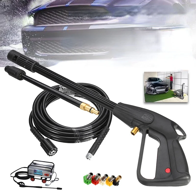 

3000Psi High Pressure Washer Gun Wash Hose Tube Power Water Jet Washer 5 Quick Connect Nozzles For Honda Cleaner Lawn Garden