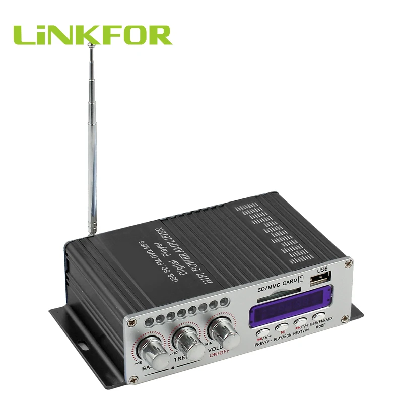 LiNKFOR 12 В мини Hi Fi стерео аудио усилитель Amp для MP3 iPod CD DVD плеер Автомобиль Мотоцикл