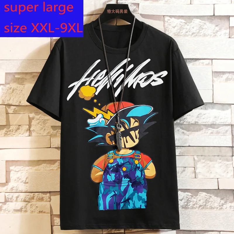 

New Arrival Fashion Super Large Men Casual Thin Short Sleeve O-neck Print Knitted T Shirt Plus Size 2XL 3XL 4XL 5XL6XL7XL8XL9XL