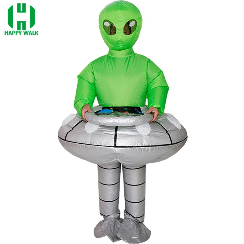 Зеленый Alien UFO надувные костюмы Хэллоуин косплей костюм s Рождество Пурим