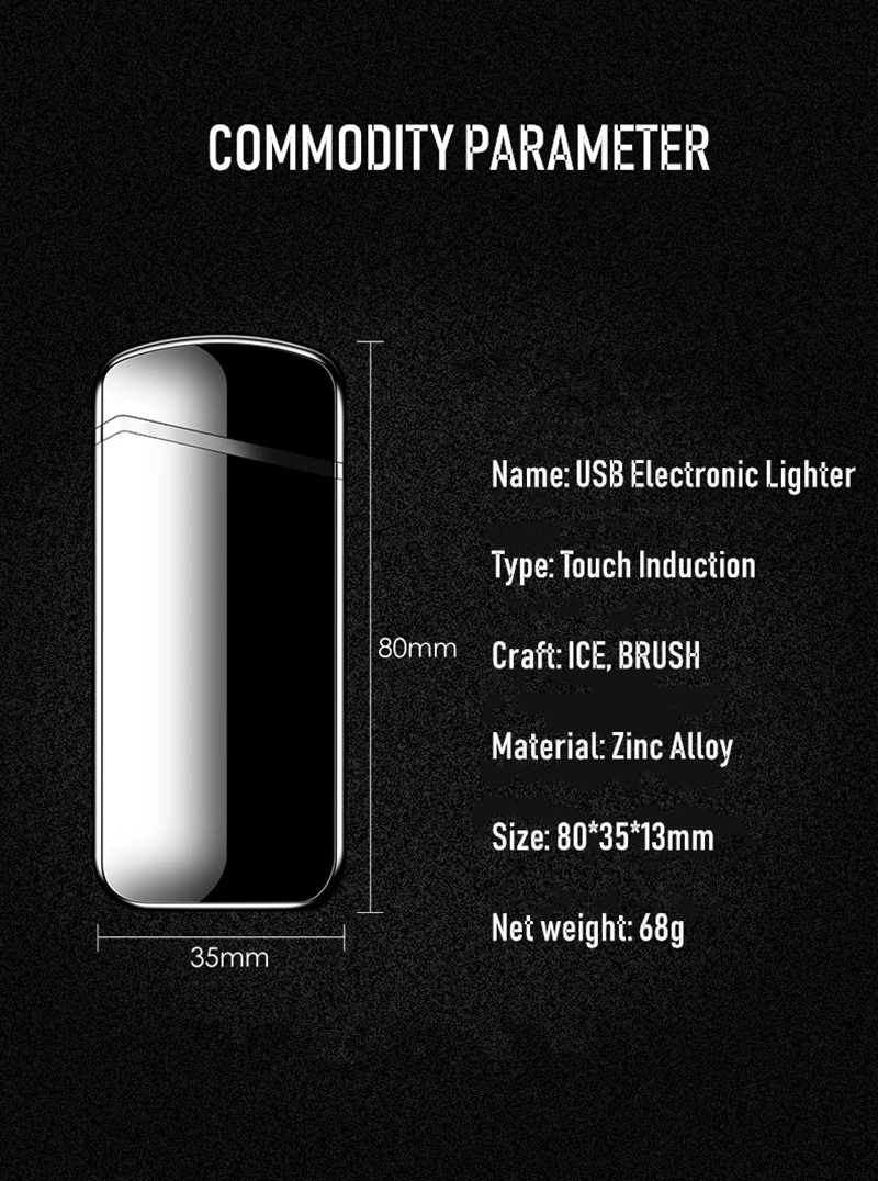 Креативный USB двойной дуговой Зажигалка металлический дисплей питания
