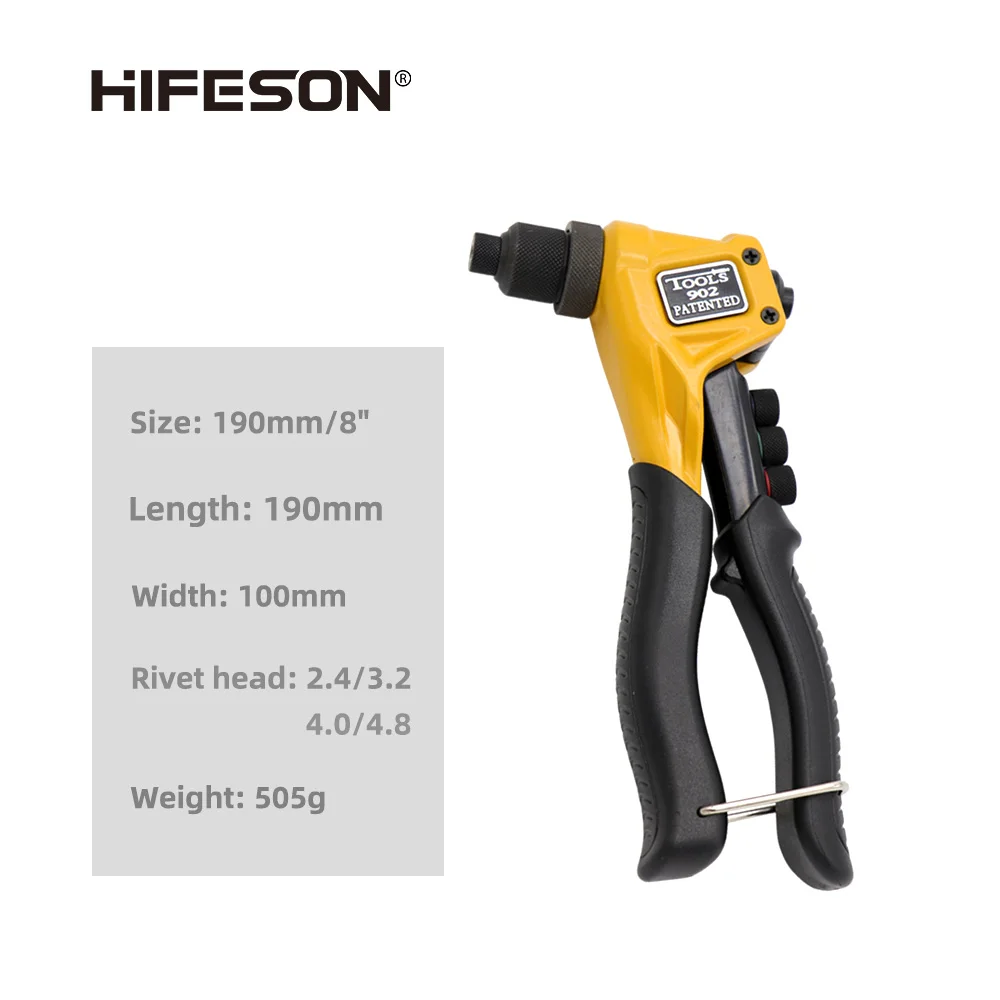 

HIFESON 8" 200mm Single Hand Blind Rivet Guns POP Riveters Manual Riveting Riveter Tool for 2.4mm 3.2mm 4.0mm 4.8mm Nails