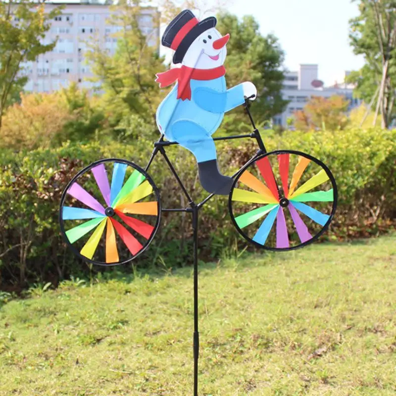 

3D Large Snowman Santa Claus On Bike Windmill Wind Spinner Whirligig Yard Garden Decor Christmas Gift