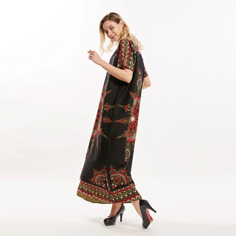 Африканская мода печати свободные макси осенние Vestidos этнический стиль