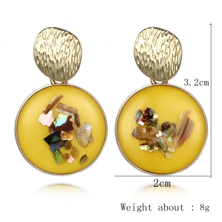2019 корейские цветные серьги из смолы круглые желтые висячие капельки для женщин