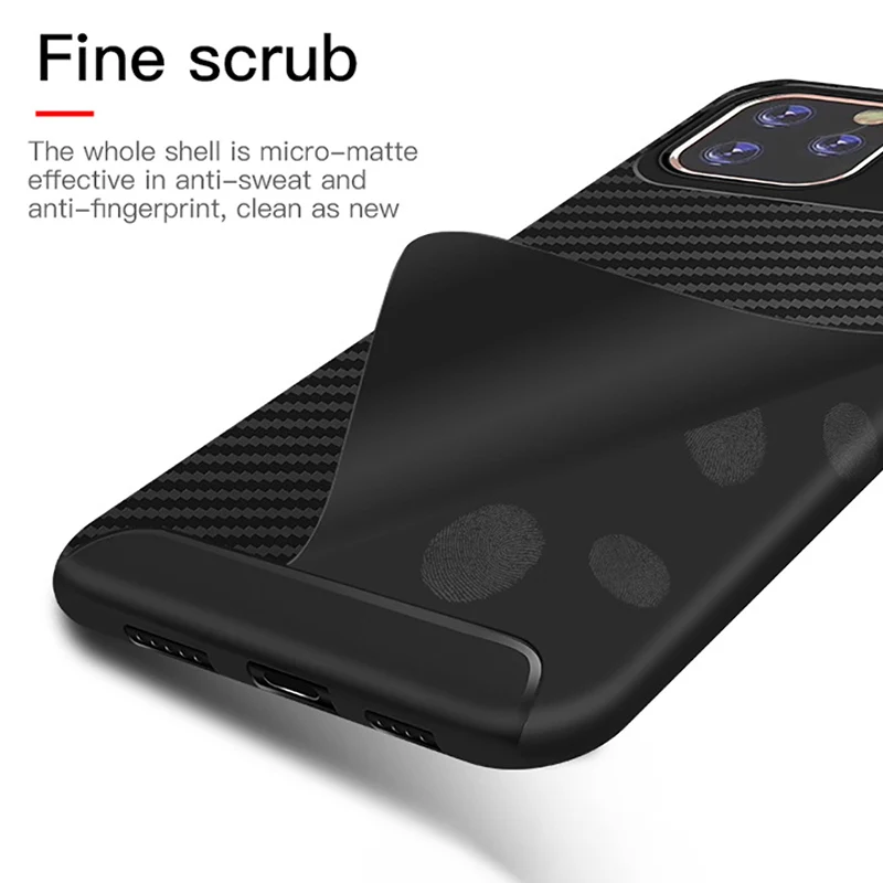 !ACCEZZ Carbon Fiber Phone Case For iPhone 11 Pro Max Soft TPU Cell Back Cover Cases Anti-fall Protection Shell Coque |