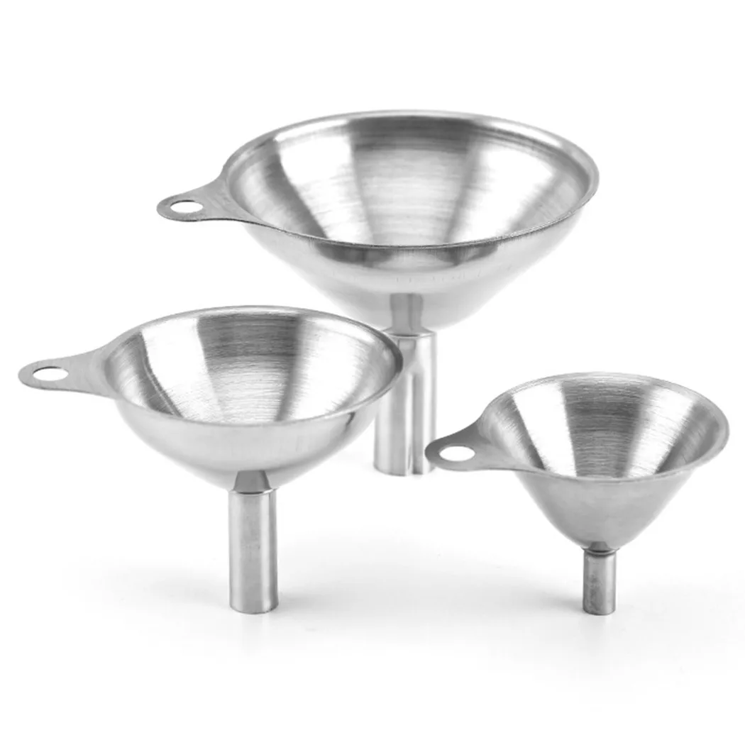 

3Pcs/Set Stainless Steel Funnel Oil Water Wine Flask Filter Funnels Dispensing Tools Kitchen Accessories Droshipping