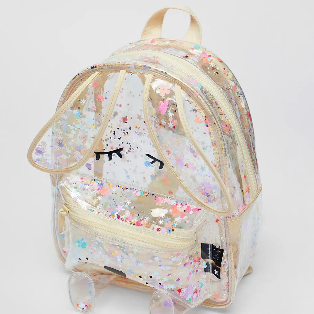 Summer new sequins glittering bunny shape transparent backpack shopping glitter cute children ladies shoulder bag