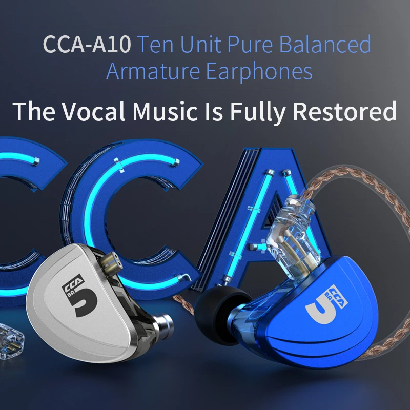 Наушники-вкладыши CCA A10 5BA Hi-Fi мониторная гарнитура 5 сбалансированных якорей со
