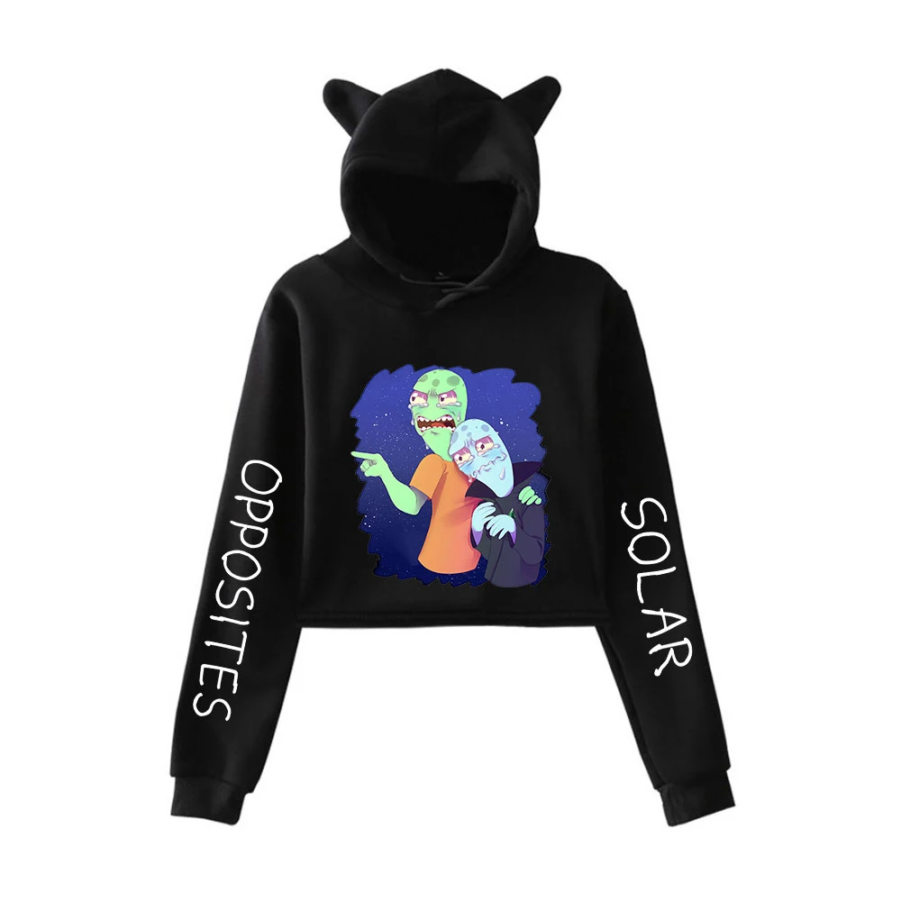 

Solar Opposites Harajuku Catmen Hoodie Kawaii Short Sweatshirt Show body Hoody Streetwear