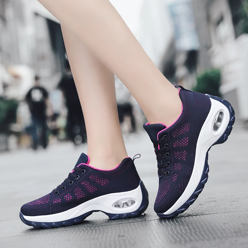 Women Tennis Shoes Breathable Air Cushion Shoes for Women Sneakers Lace-up Mesh Sports Shoes Comfortable Trainers Sneakers