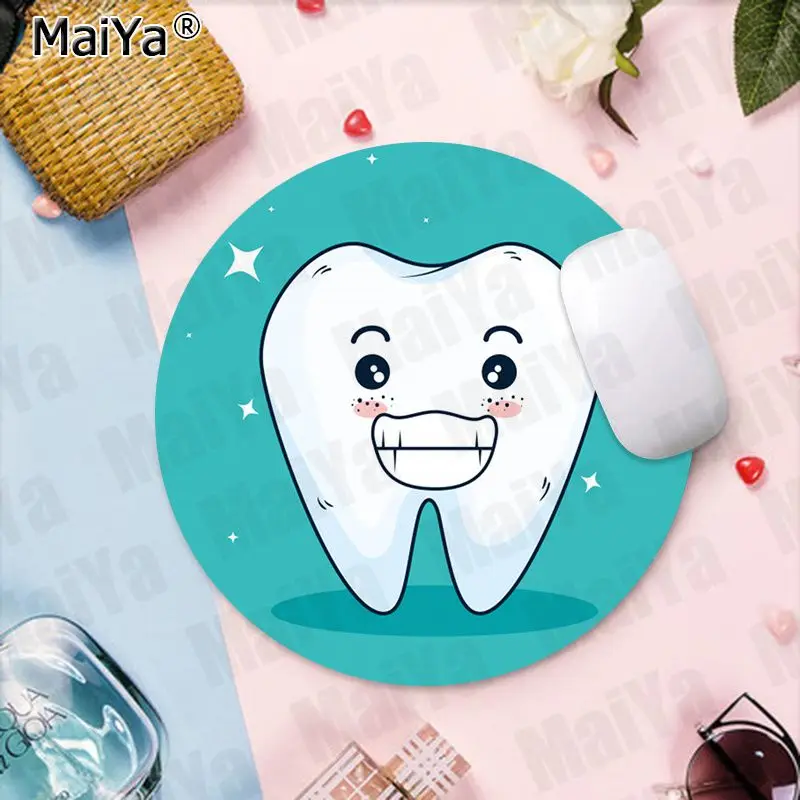 MaiYa милые игровые коврики с белыми зубчиками на заказ Круглый игровой коврик для