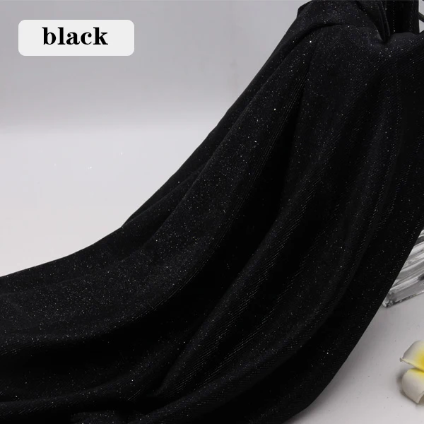black 140 X 100CM Gradient Dancing Stage Sequin Glitter Fabric African Tissus Patchwork Tulle Weddings Party Decoration Fabrics - Color: black