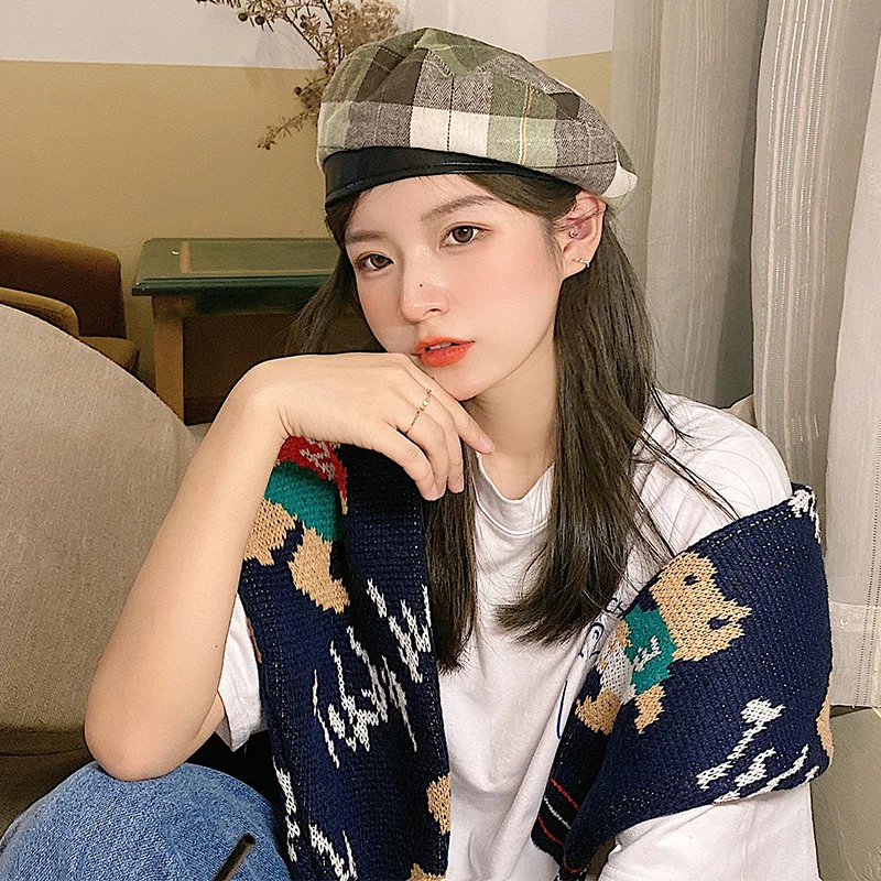 Берет женский летний тонкий дышащий Черный Ретро корейский японский художник