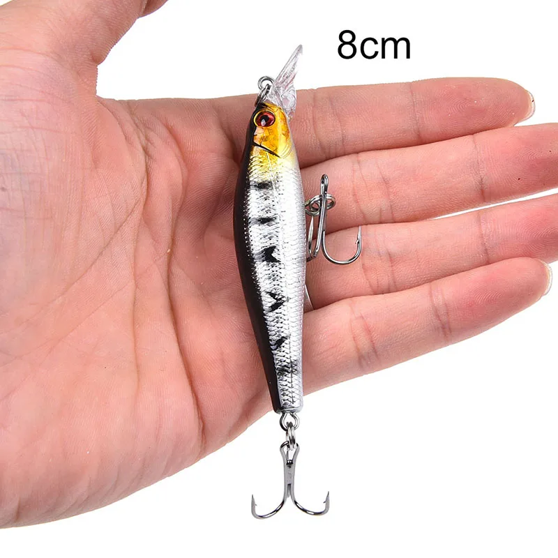 

9g/8cm Fishing Lures Baits Floating Metal Crankbaits Popper Hard Lures Hooks