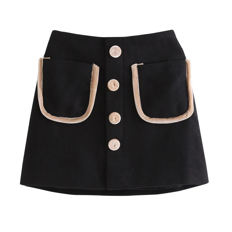 

WLG Girls юбки, детская одежда осенняя серая черная юбка на пуговицах для маленьких девочек, Повседневная универсальная одежда для детей