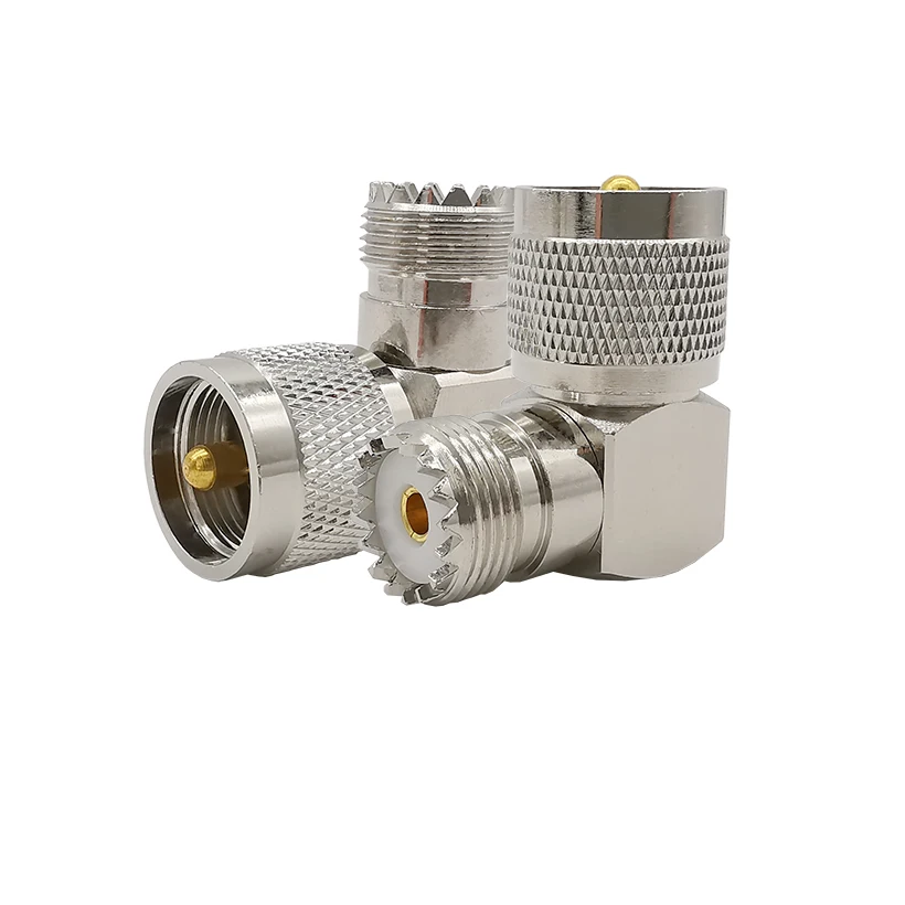 UHF Connector Right Angle UHF Male Plug PL259 to UHF Female Jack SO239 90 Degree L Shape Low Loss Connector RF Antenna Adapter