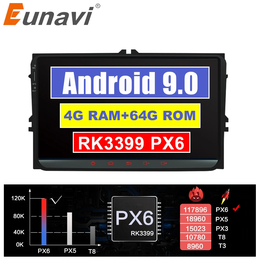 Eunavi Android 9 TDA7851 автомагнитола gps для сиденья Altea Фольксваген Толедо Гольф 5 6 поло Passat B6 CC Tiguan Touran стерео головное устройство без DVD