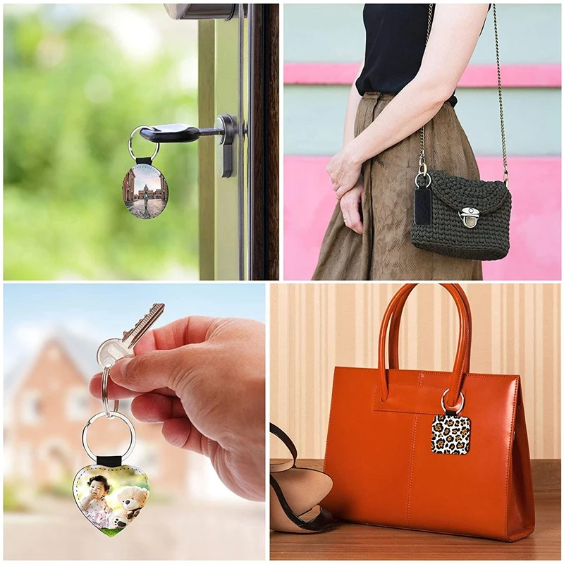 

20 Pieces Sublimation Blank Keychains PU Leather Keychain Pendant Heat Transfer Keychain Ornament for DIY Crafts Making