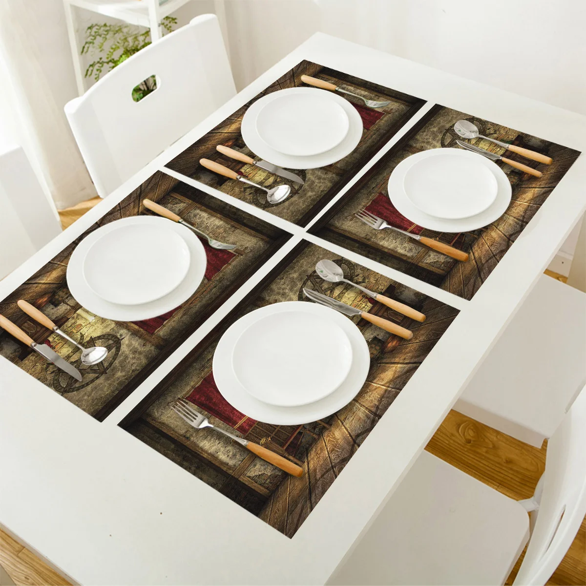 4 6 штук в партии комплект Коврики на стол Ретро Дом таинственный ведьма Магия