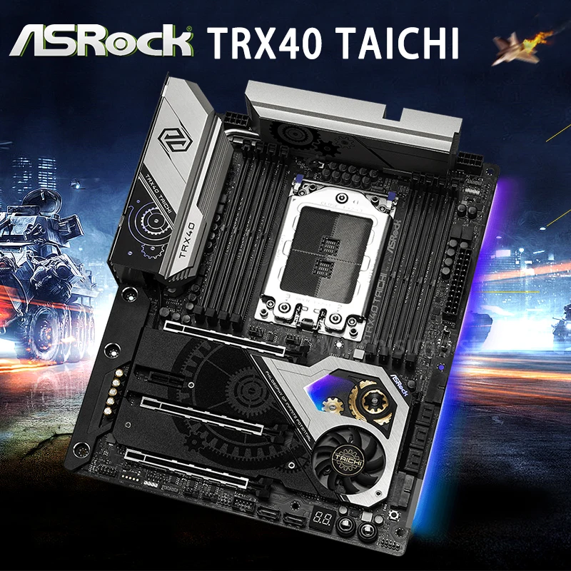 Verkaufen Buchse STRX4 ASRock TRX40 Taichi Motherboard AMD DDR4 256GB PCI-E 4,0 M.2 Desktop AMD TRX40 Placa-Mãe STRX4 USB 3,2 ATX Neue